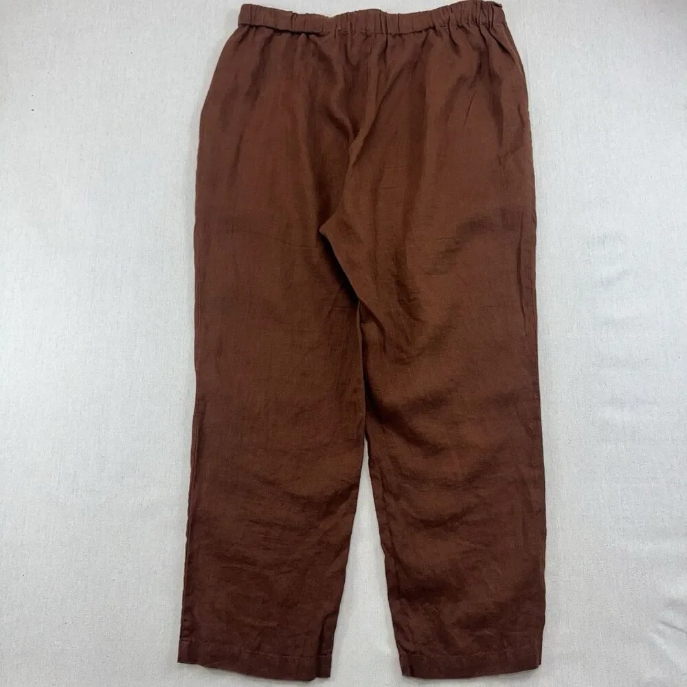 Quince 100% European Linen Tapered Ankle Pants Size L Minimalist Coastal Resort